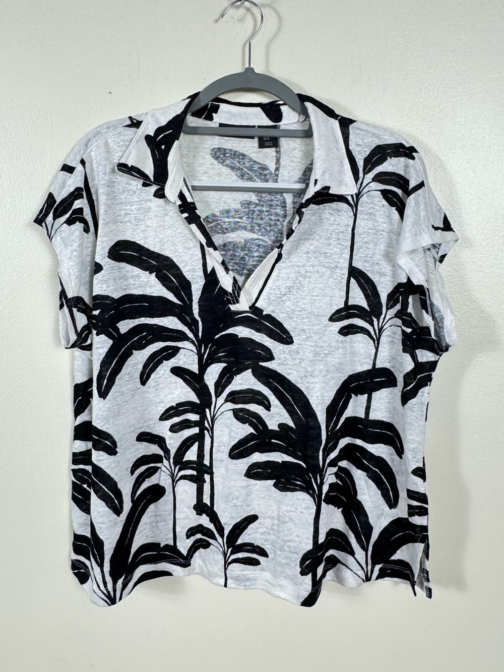 Tahari 100% Linen Blouse Top XL Beach Coastal Euro Summer Bohemian